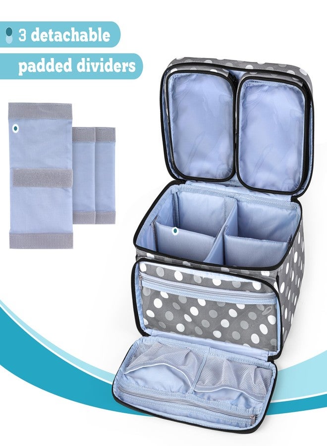 LUXJA Medicine Bag with 2 Detachable Clear Pouches, Pill Bottle Organizer with Detachable Dividers (Suitable for Home or Travel Use), Gray Dots - Image 3